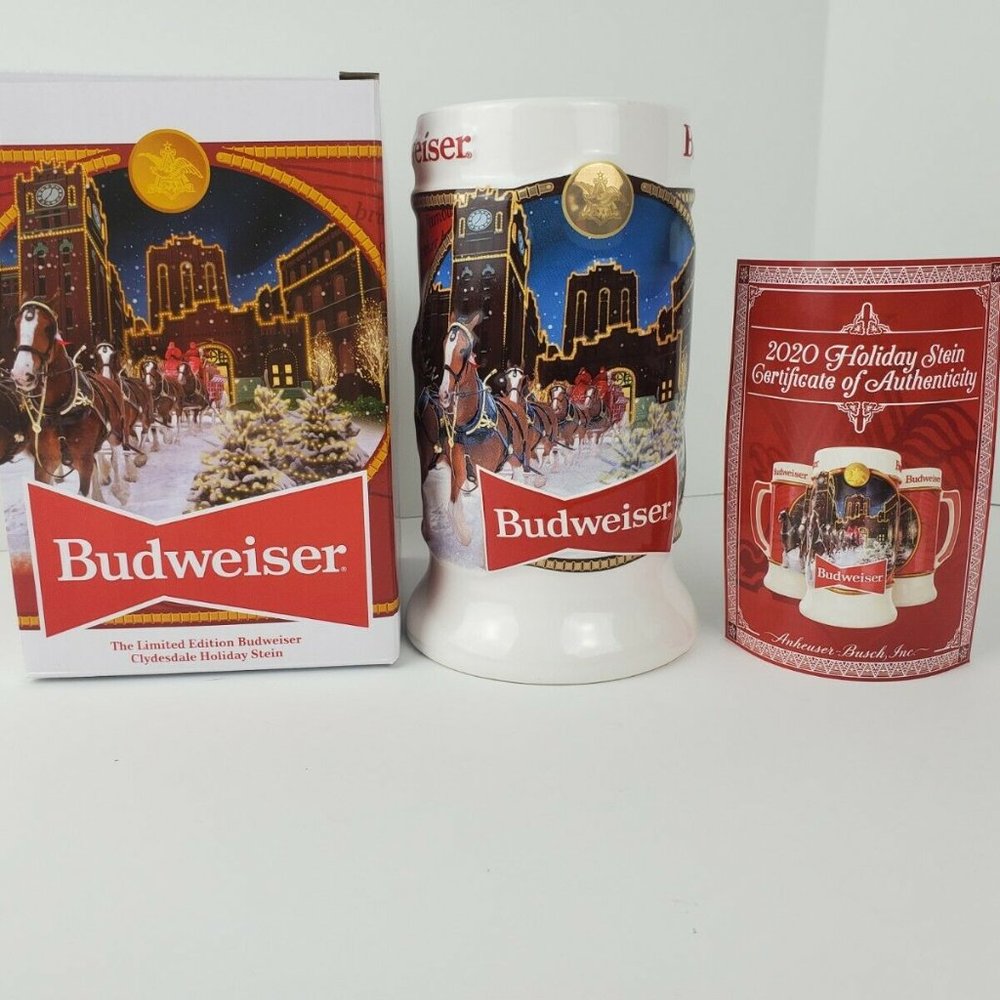 2020 Budweiser Holiday Beer Stein Clydesdale NIB/COA Christmas Mug 41st